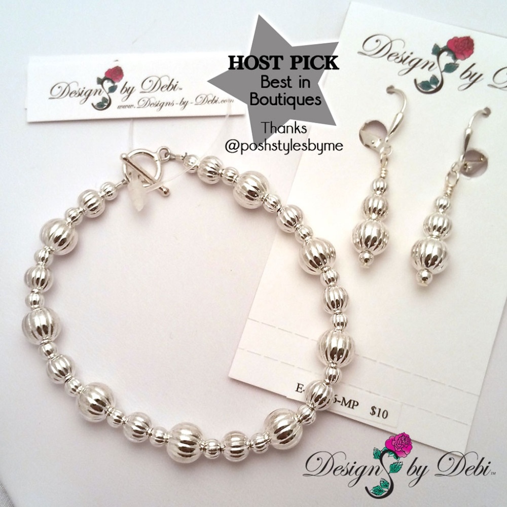 Silver Toggle Bracelet & Leverback Earrings Set
